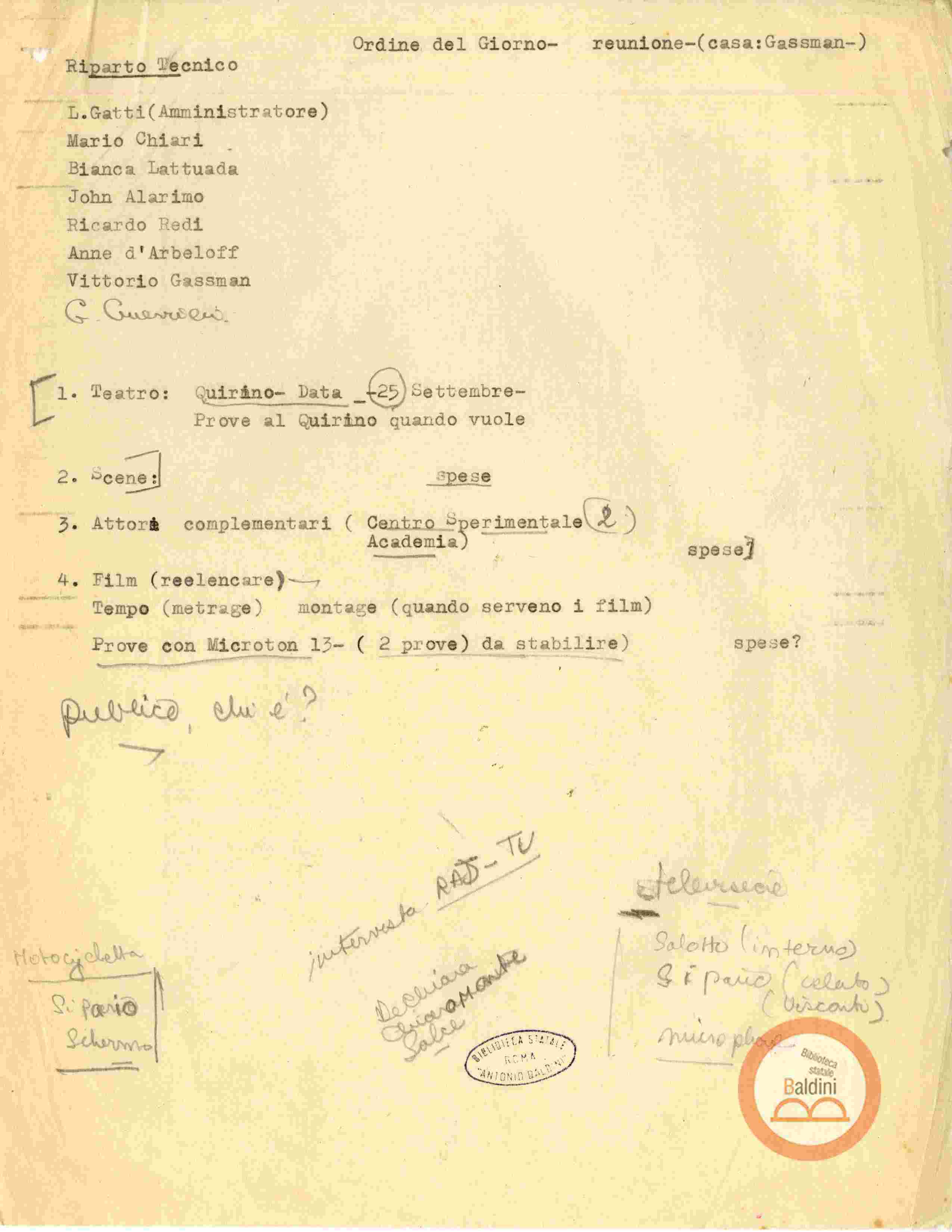 Piano di lavoro dal 26 agosto al 1 settembre