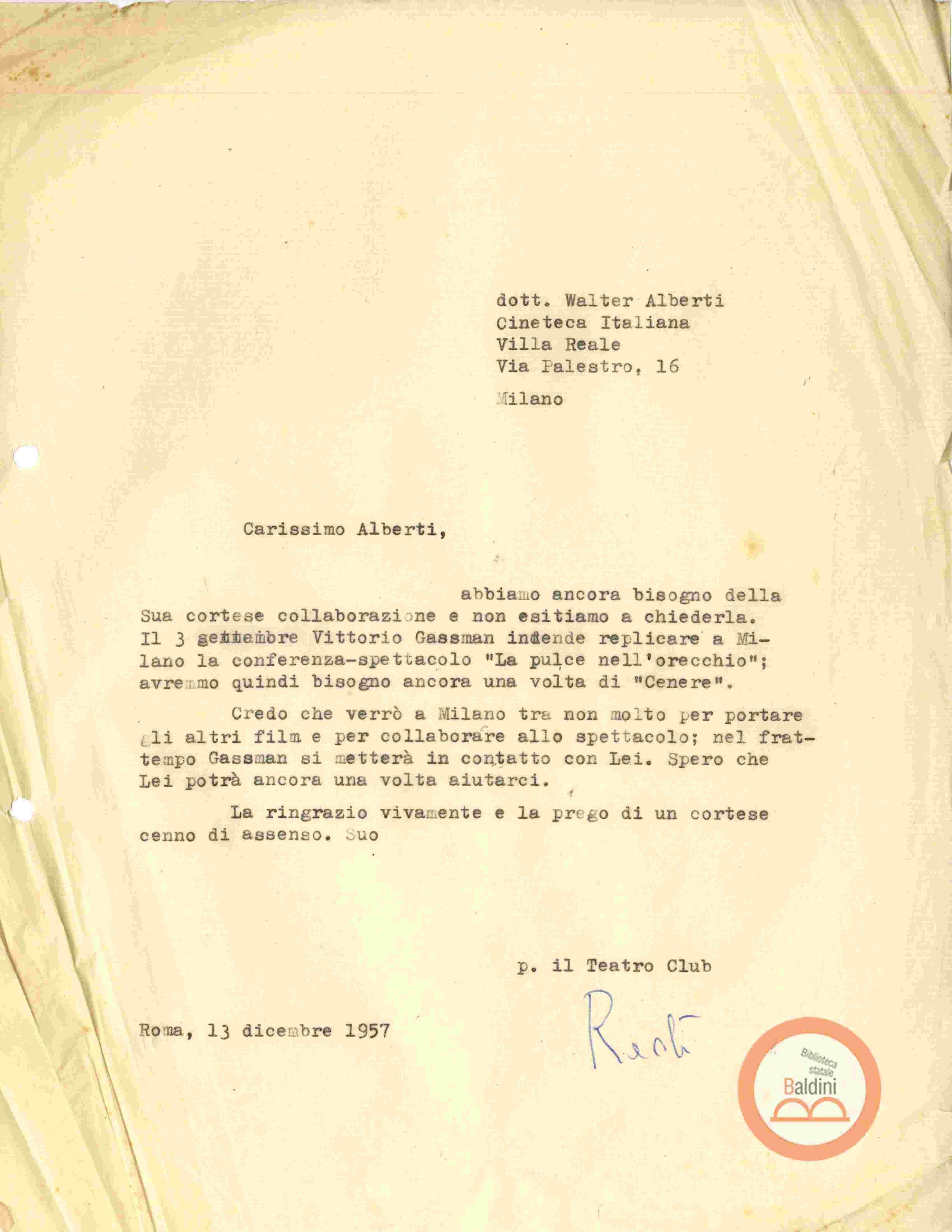 Inc. "in risposta alla vostra ultima del 13 dicembre…"