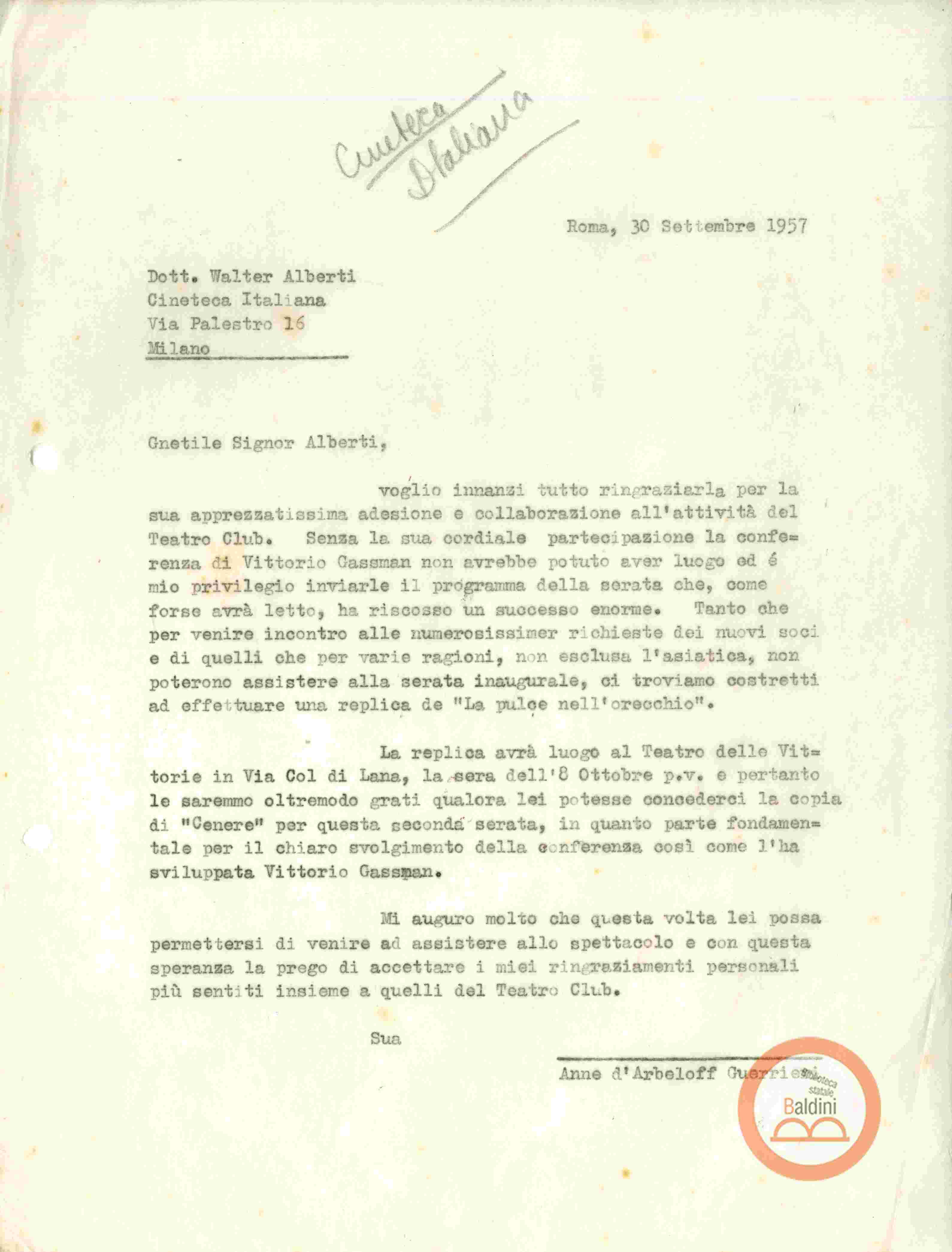 Inc. "in risposta alla vostra ultima del 13 dicembre…"