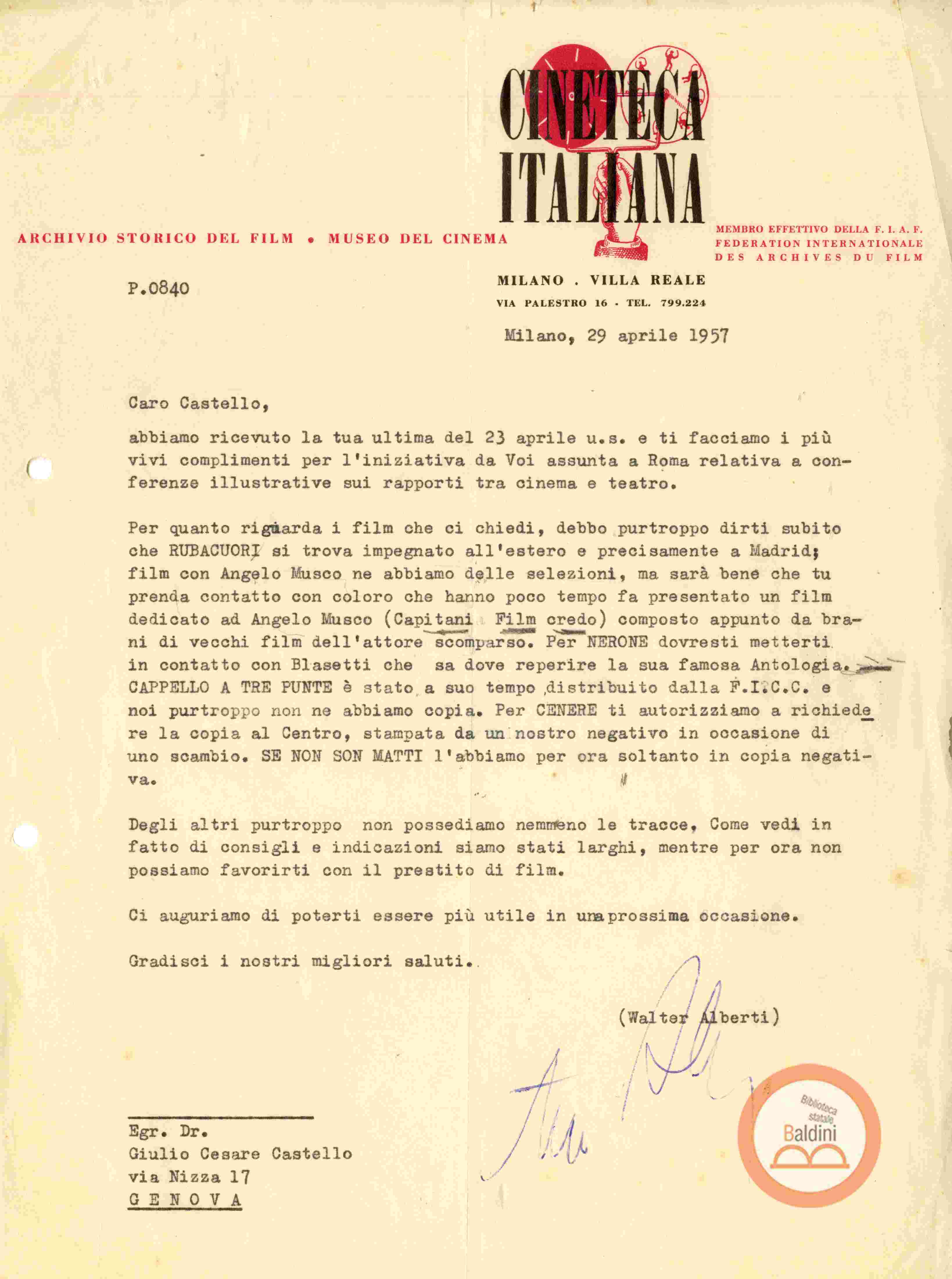 Inc. "in risposta alla vostra ultima del 13 dicembre…"