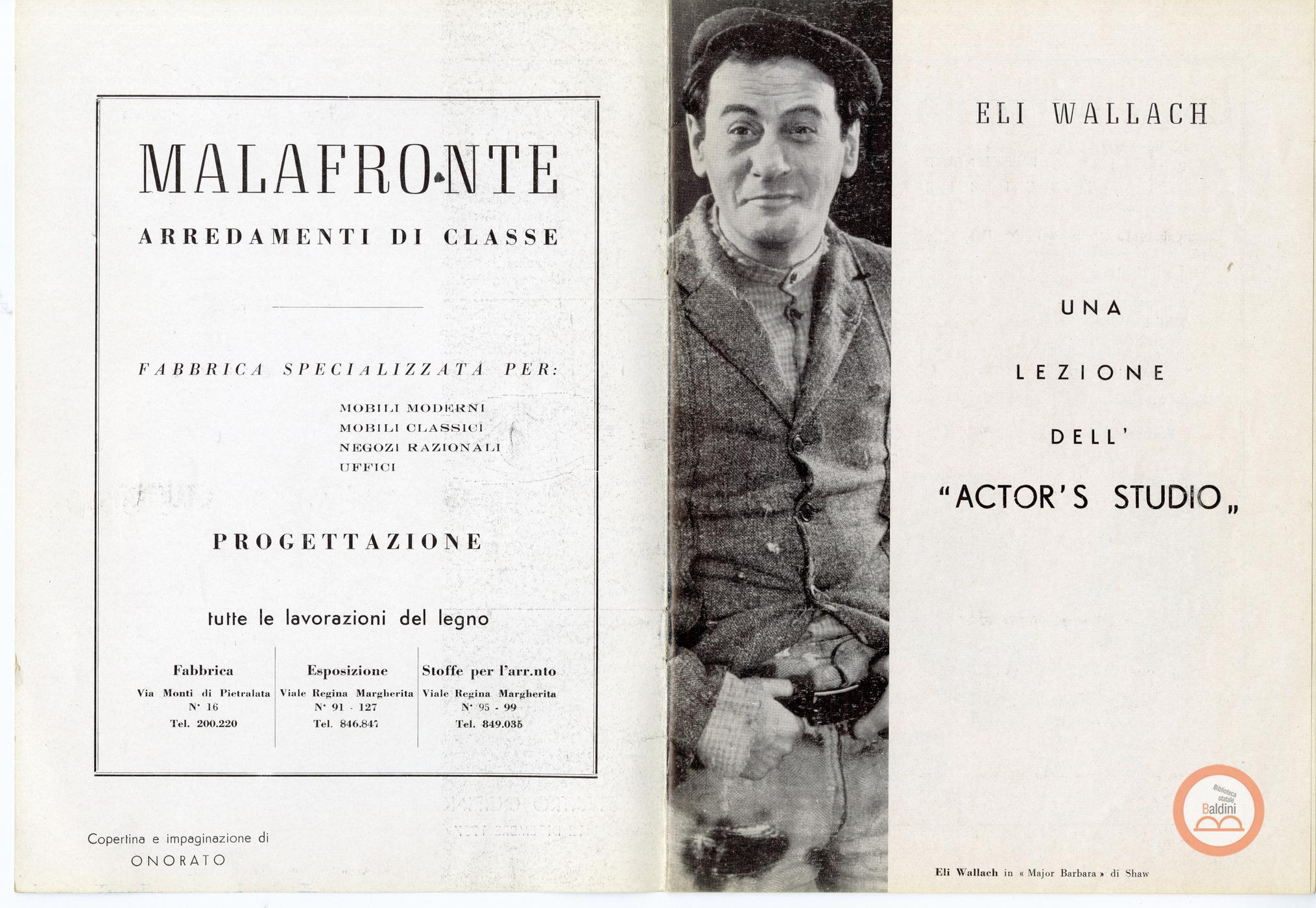 "Una lezione dell'Actor's Studio. Conferenza-spettacolo di Eli Wallach e Anne Jackson"