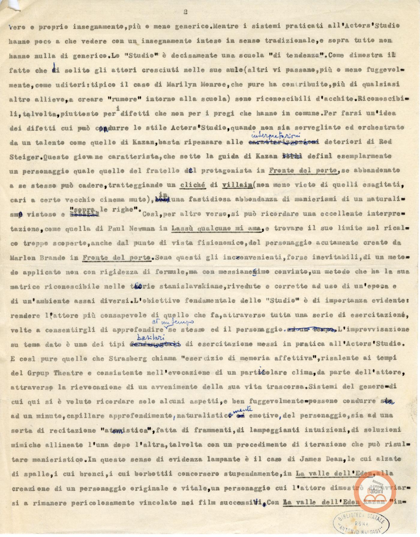 Il Teatro Club presenta Una lezione dell'Actor's Studio