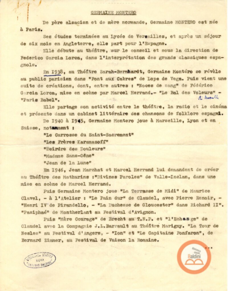 Programma radiofonico Serata con Germaine Montero