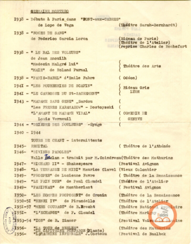 Programma radiofonico Serata con Germaine Montero