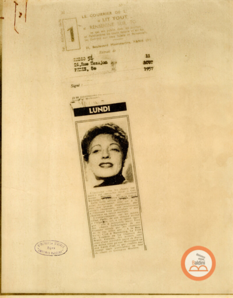 Programma radiofonico Serata con Germaine Montero