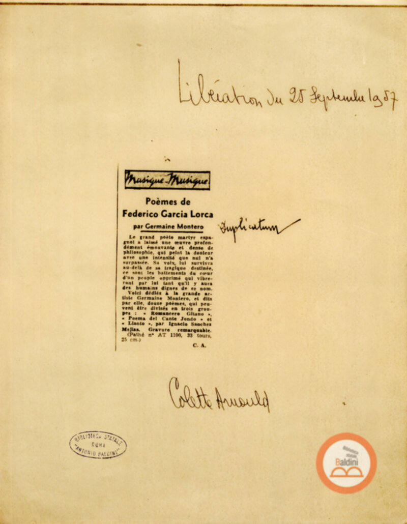 Programma radiofonico Serata con Germaine Montero