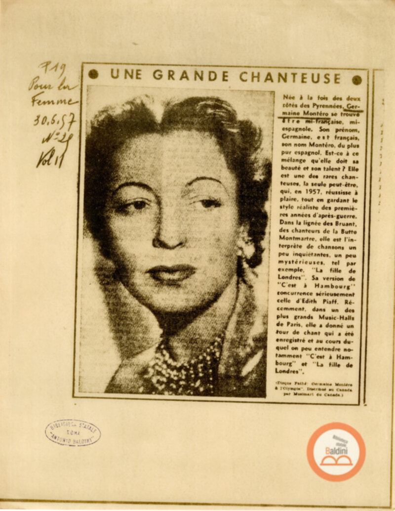 Programma radiofonico Serata con Germaine Montero