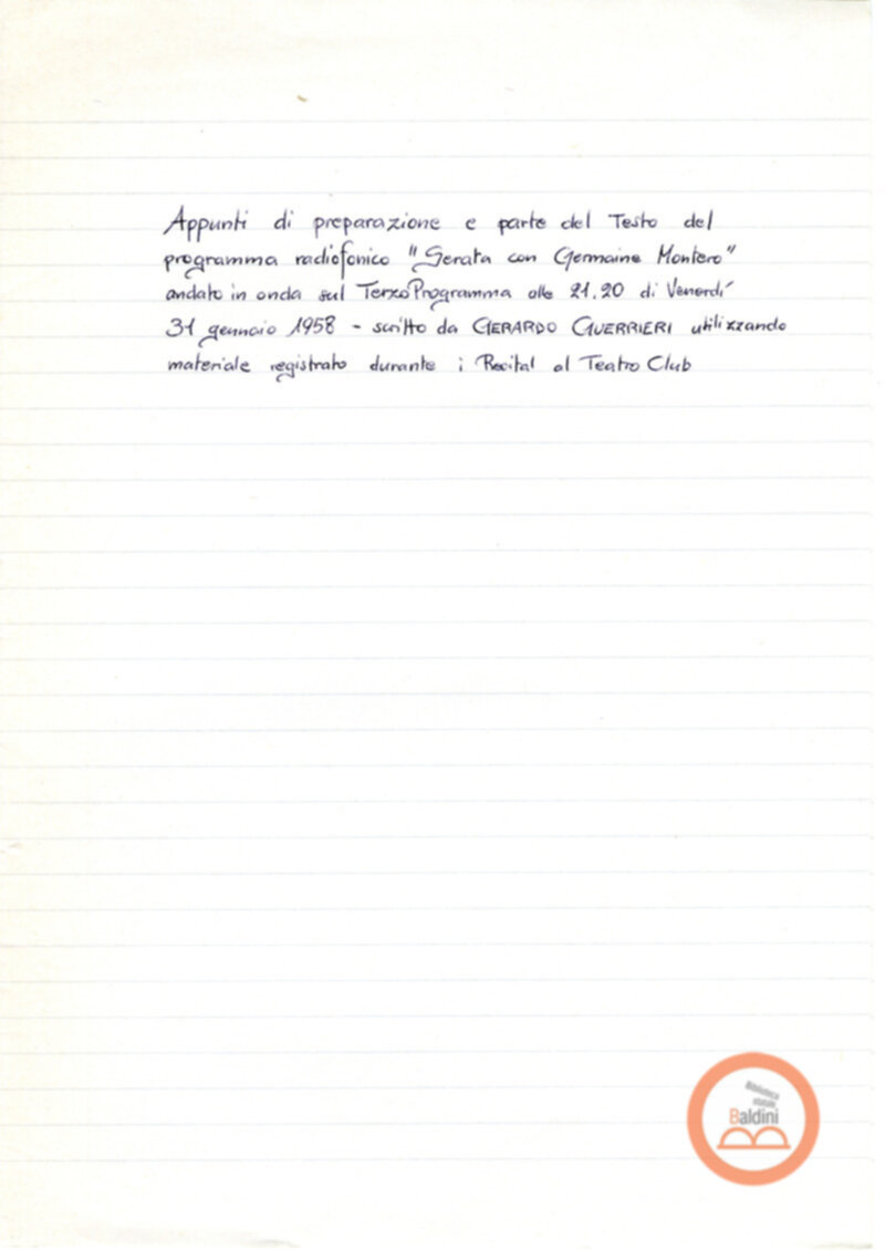 Programma radiofonico Serata con Germaine Montero