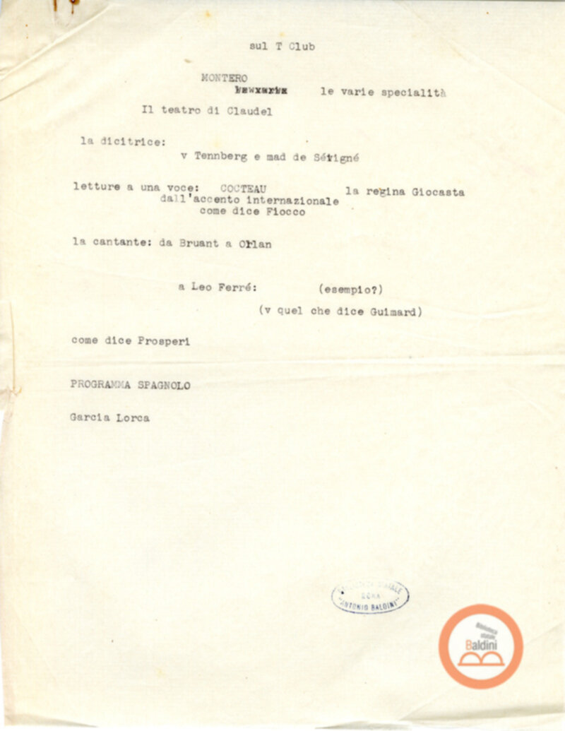 Programma radiofonico Serata con Germaine Montero