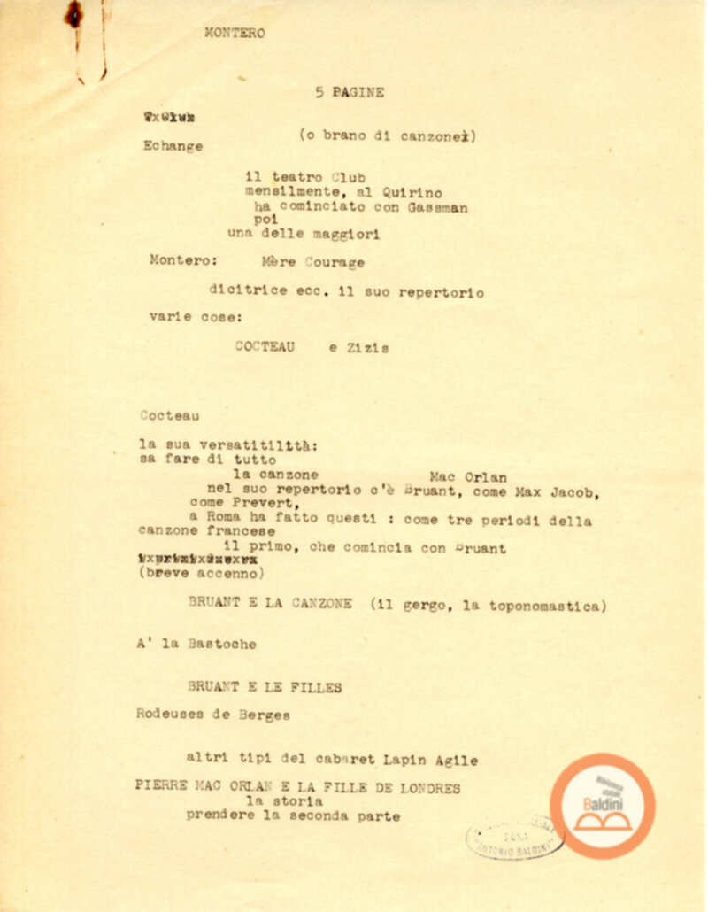 Programma radiofonico Serata con Germaine Montero