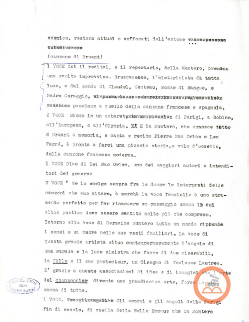 Programma radiofonico Serata con Germaine Montero