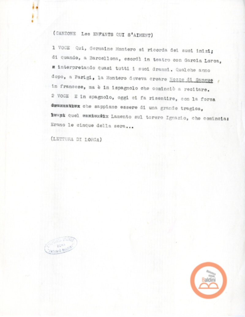 Programma radiofonico Serata con Germaine Montero