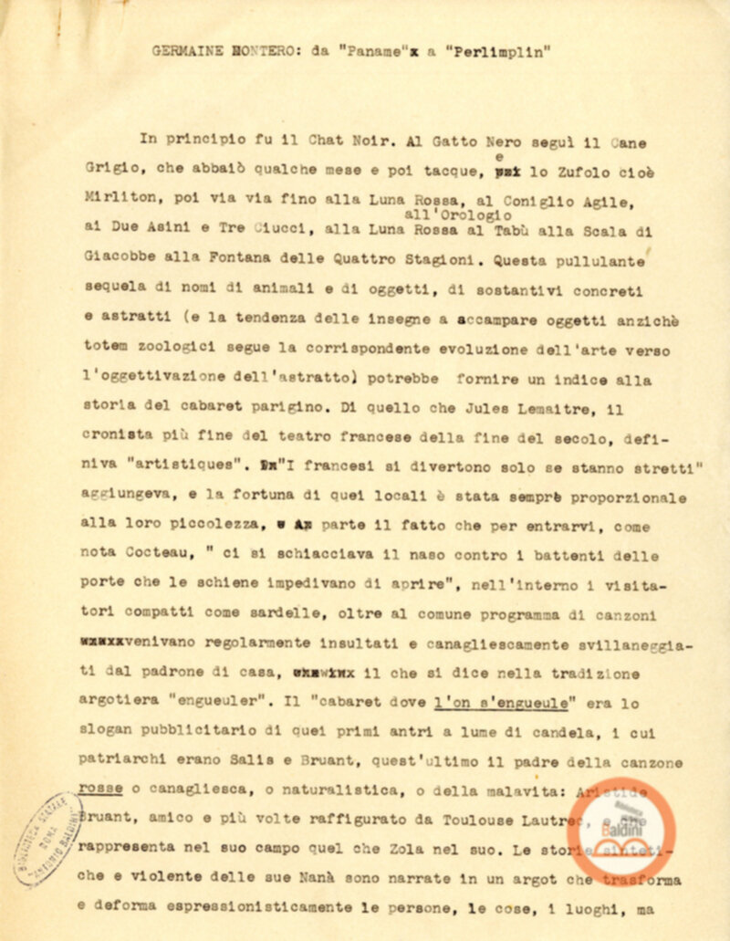 Programma radiofonico Serata con Germaine Montero