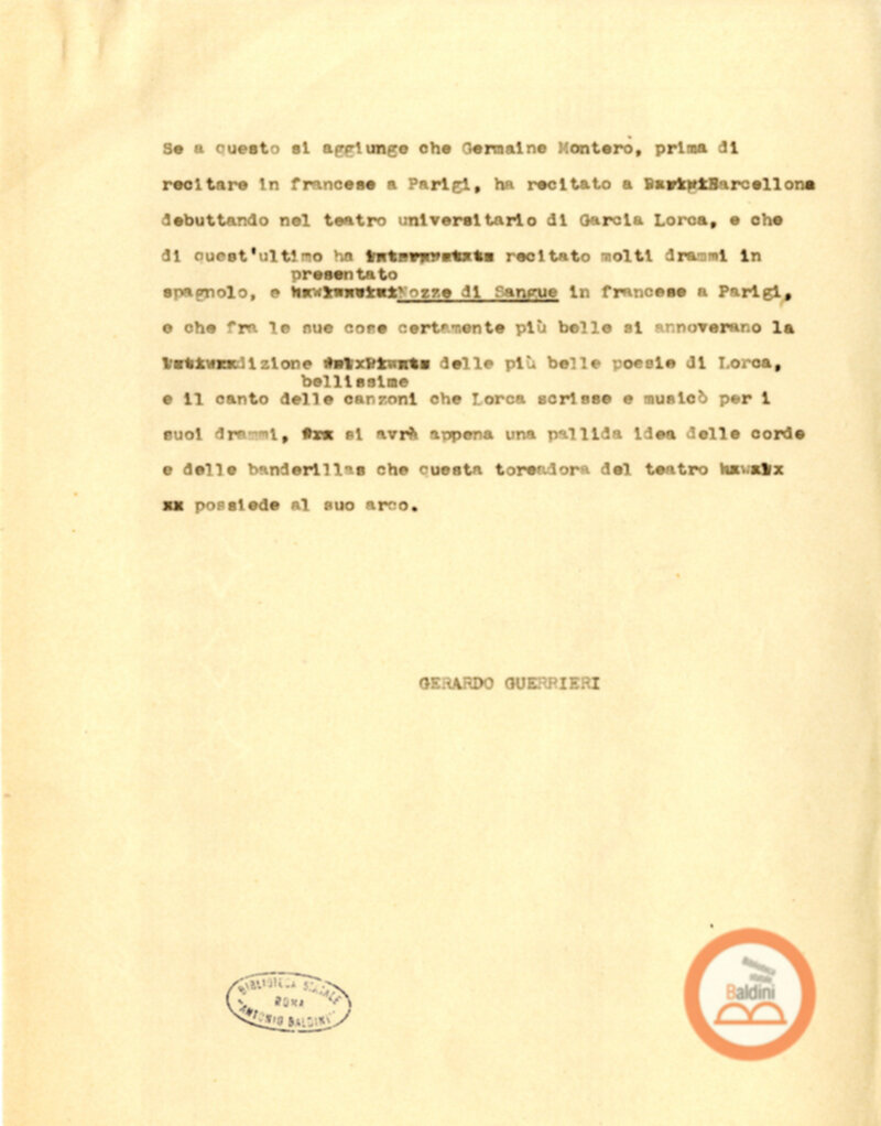 Programma radiofonico Serata con Germaine Montero