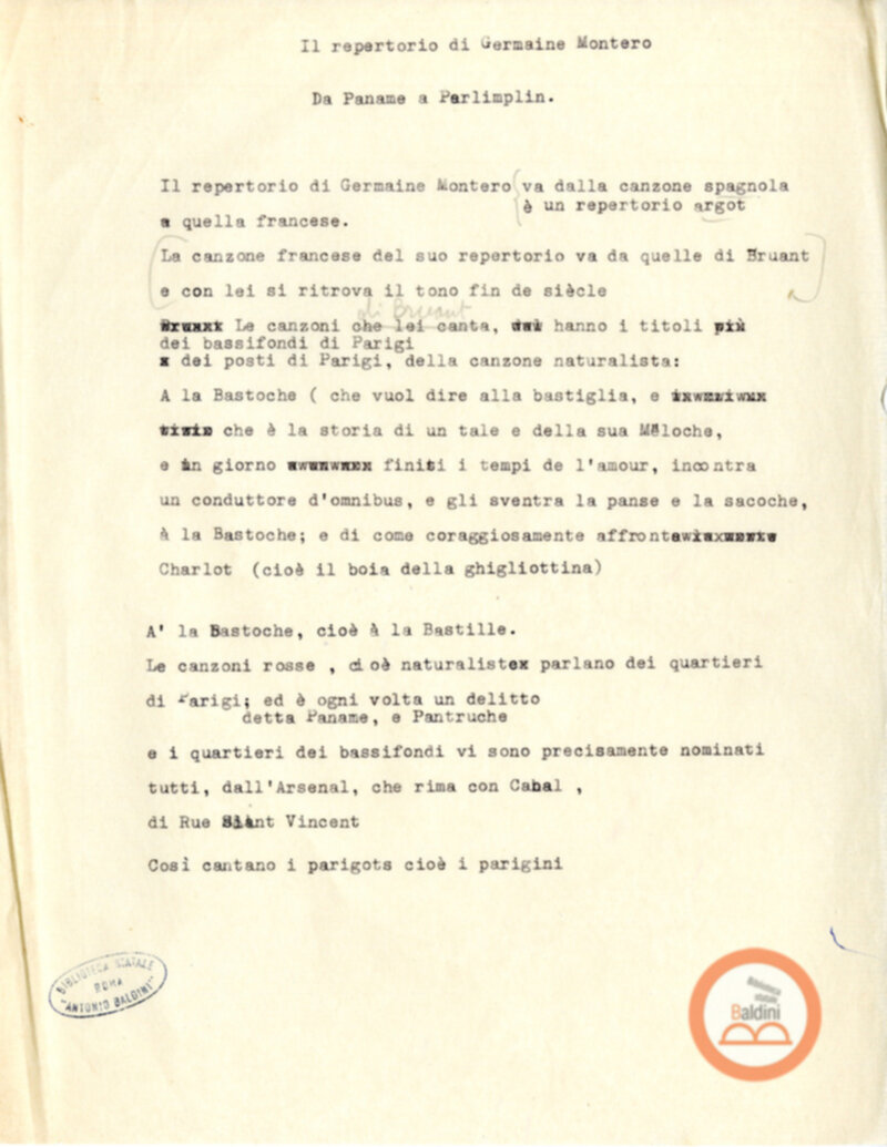 Programma radiofonico Serata con Germaine Montero