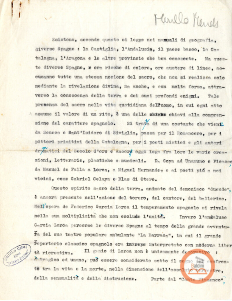 Programma radiofonico Serata con Germaine Montero