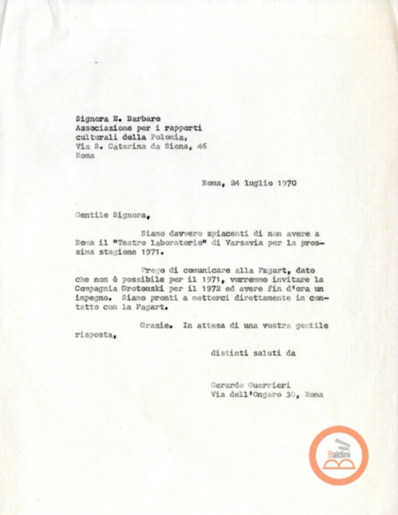 Corrispondenza con Elena Barbero