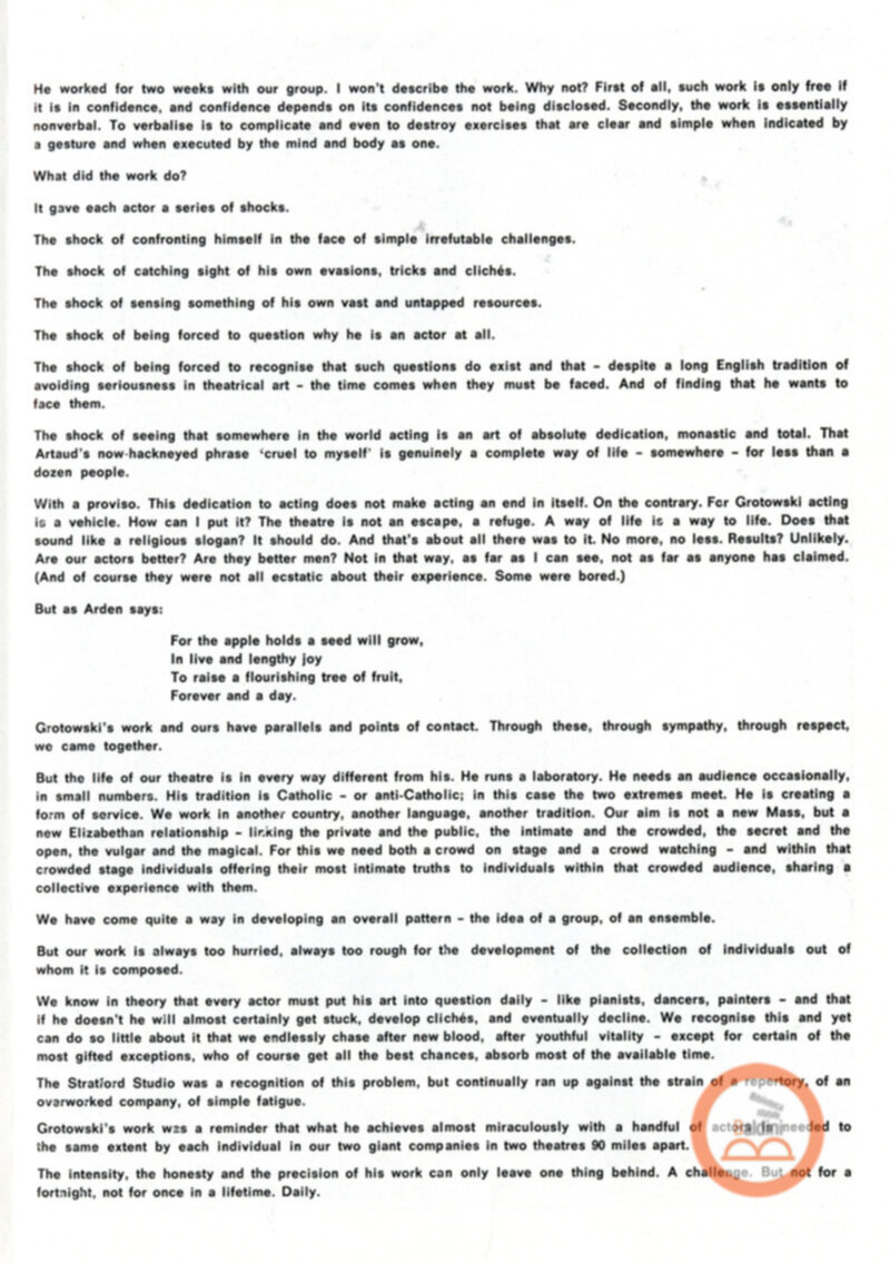 Towards a poor theatre