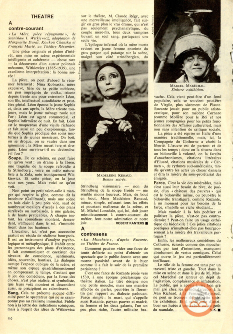 Spettacolo "Le Mère" - Compagnia Renaud-Barrault