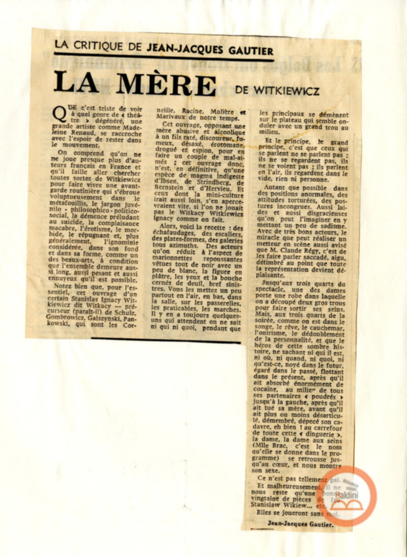 Spettacolo "Le Mère" - Compagnia Renaud-Barrault