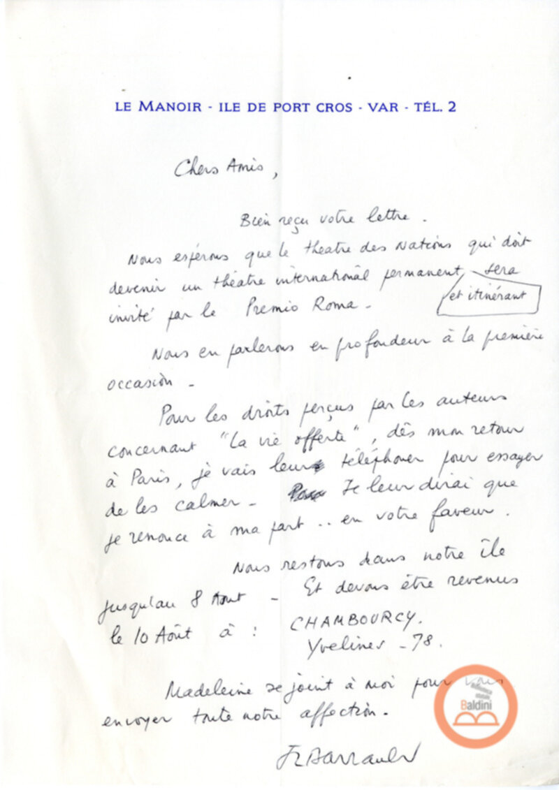 Premio Roma '70 - Compagnia Renaud-Barrault