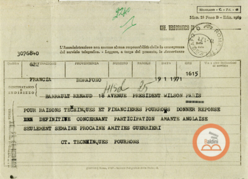 Premio Roma '70 - Compagnia Renaud-Barrault