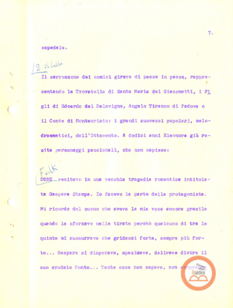 Eleonora Duse e il suo tempo - copione spettacolo