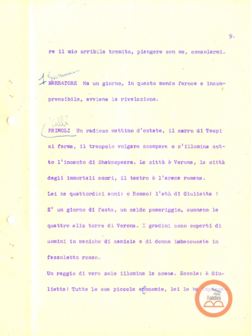 Eleonora Duse e il suo tempo - copione spettacolo