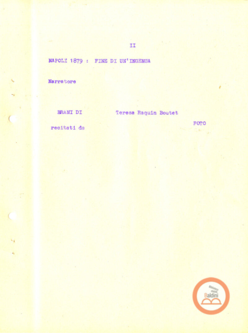 Eleonora Duse e il suo tempo - copione spettacolo