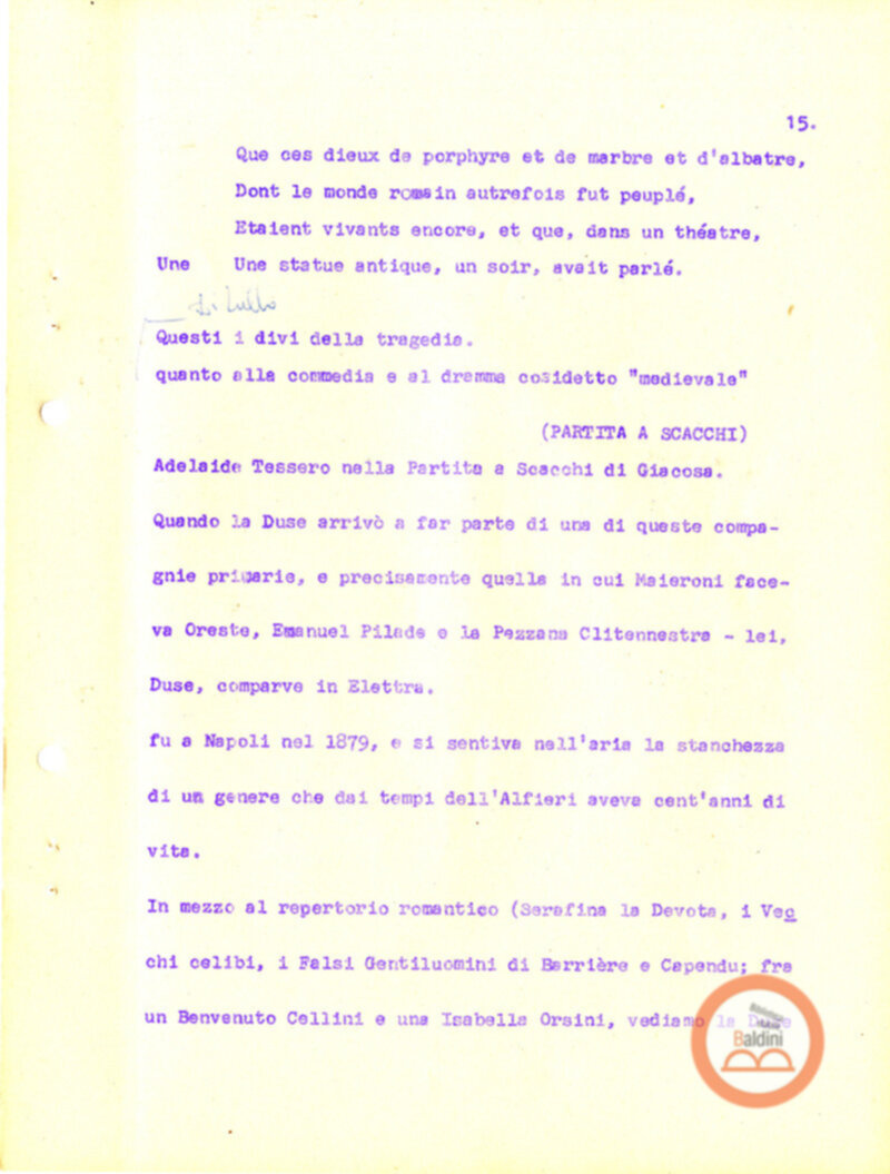 Eleonora Duse e il suo tempo - copione spettacolo