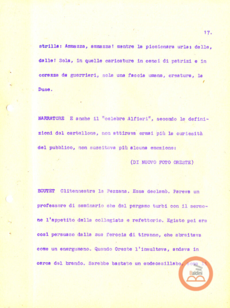 Eleonora Duse e il suo tempo - copione spettacolo