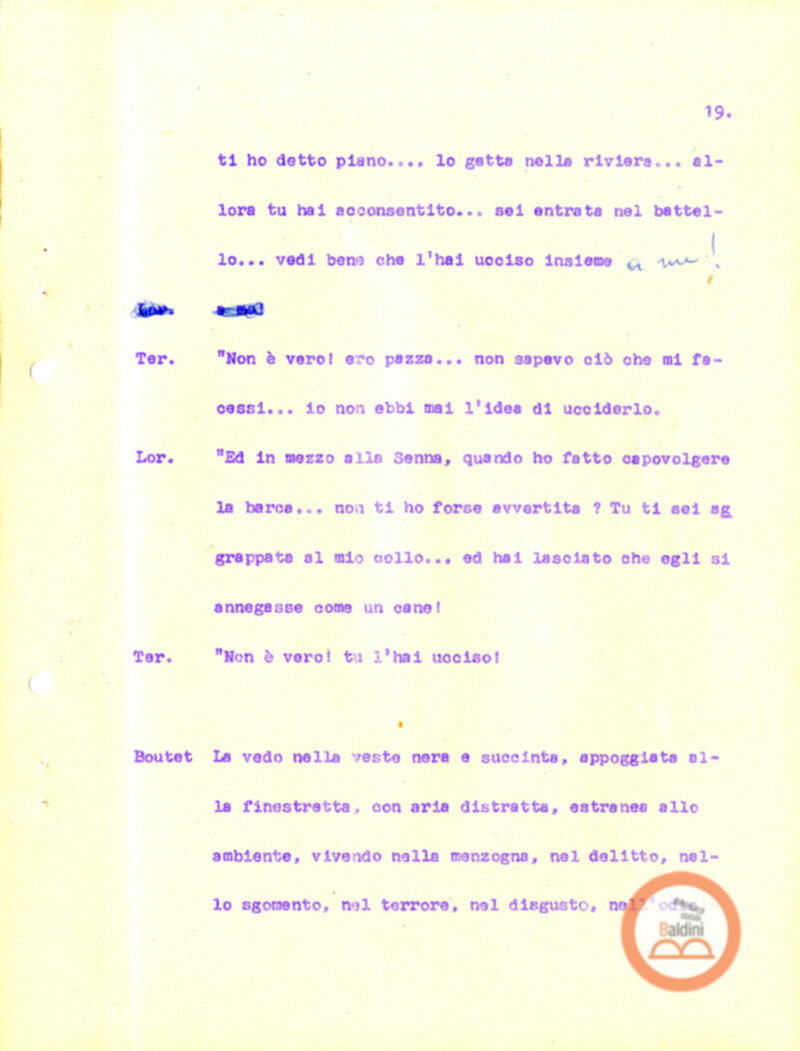 Eleonora Duse e il suo tempo - copione spettacolo