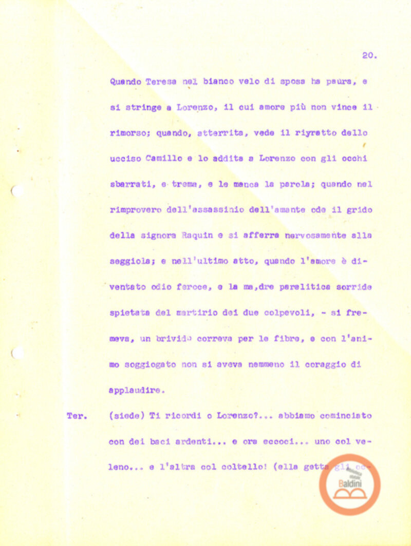 Eleonora Duse e il suo tempo - copione spettacolo