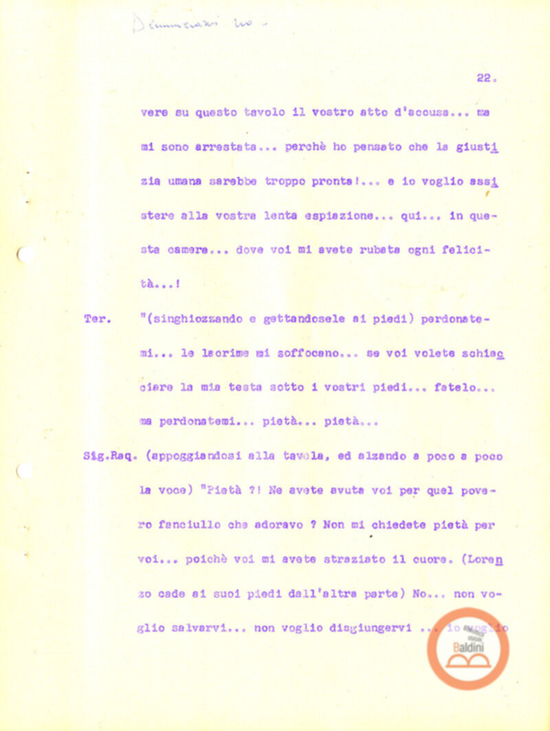 Eleonora Duse e il suo tempo - copione spettacolo