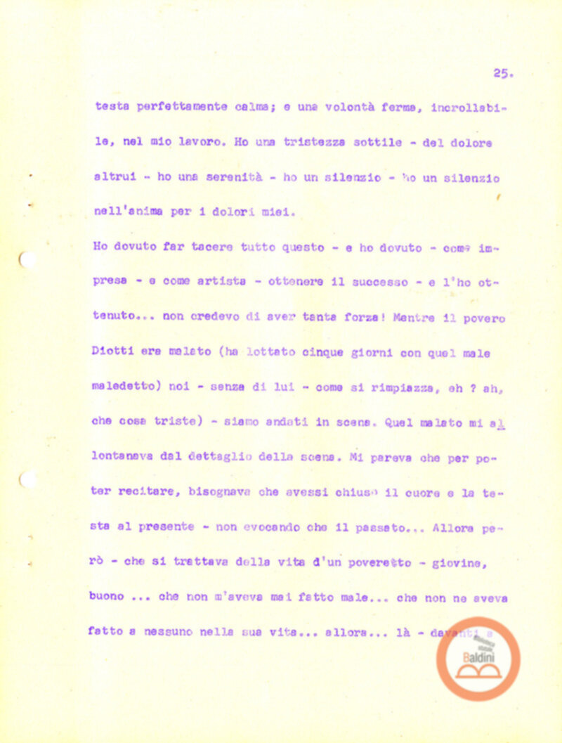 Eleonora Duse e il suo tempo - copione spettacolo