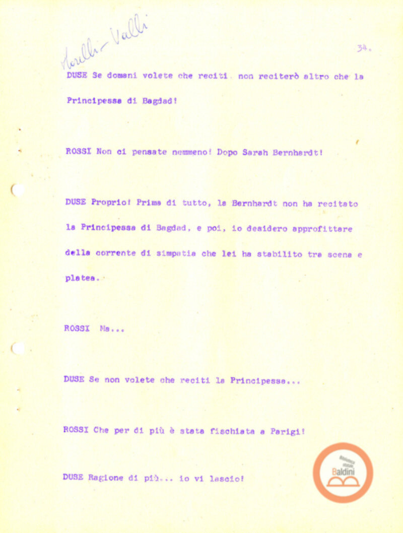 Eleonora Duse e il suo tempo - copione spettacolo