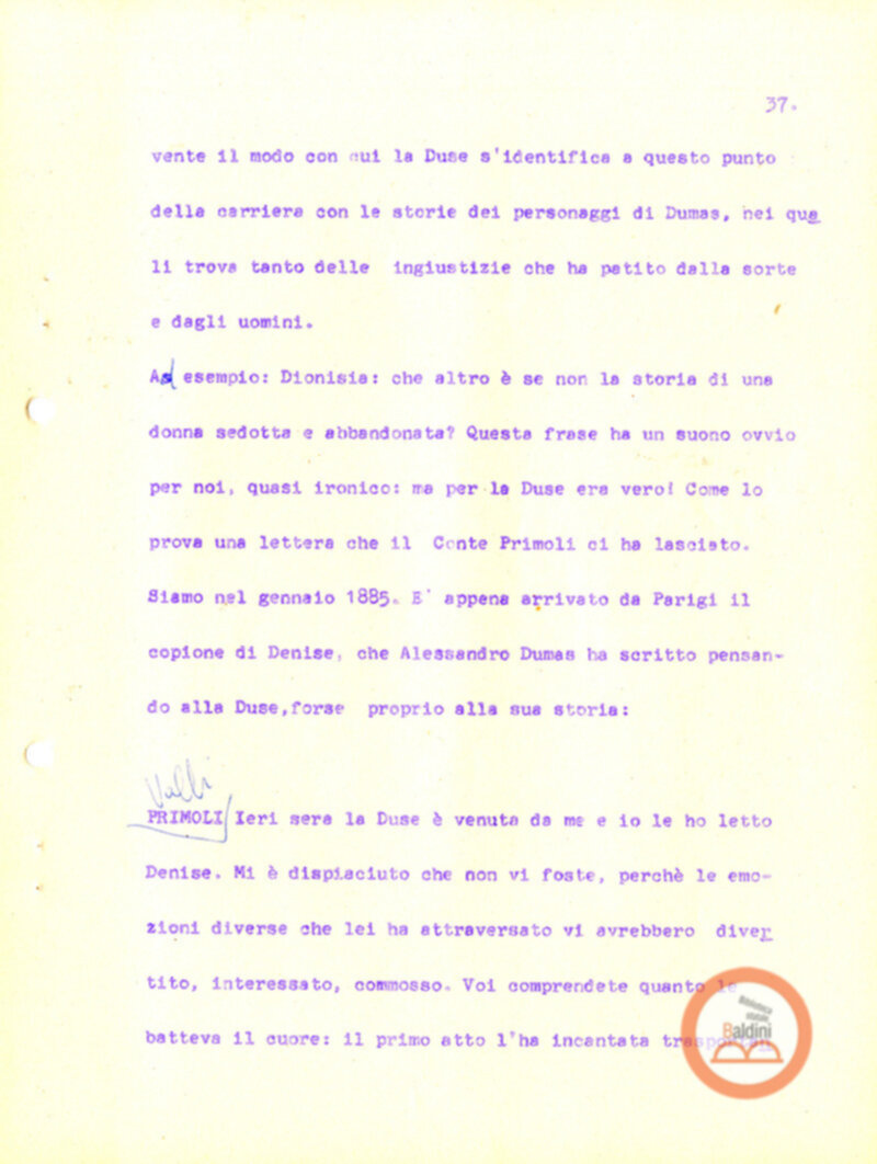 Eleonora Duse e il suo tempo - copione spettacolo