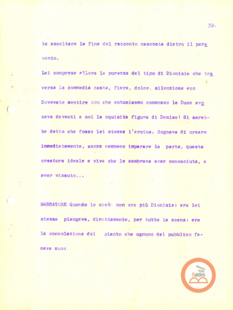 Eleonora Duse e il suo tempo - copione spettacolo