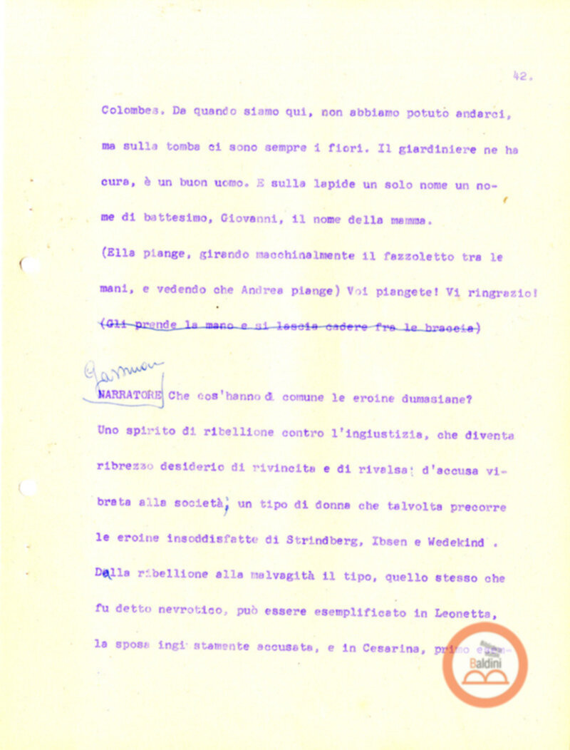 Eleonora Duse e il suo tempo - copione spettacolo