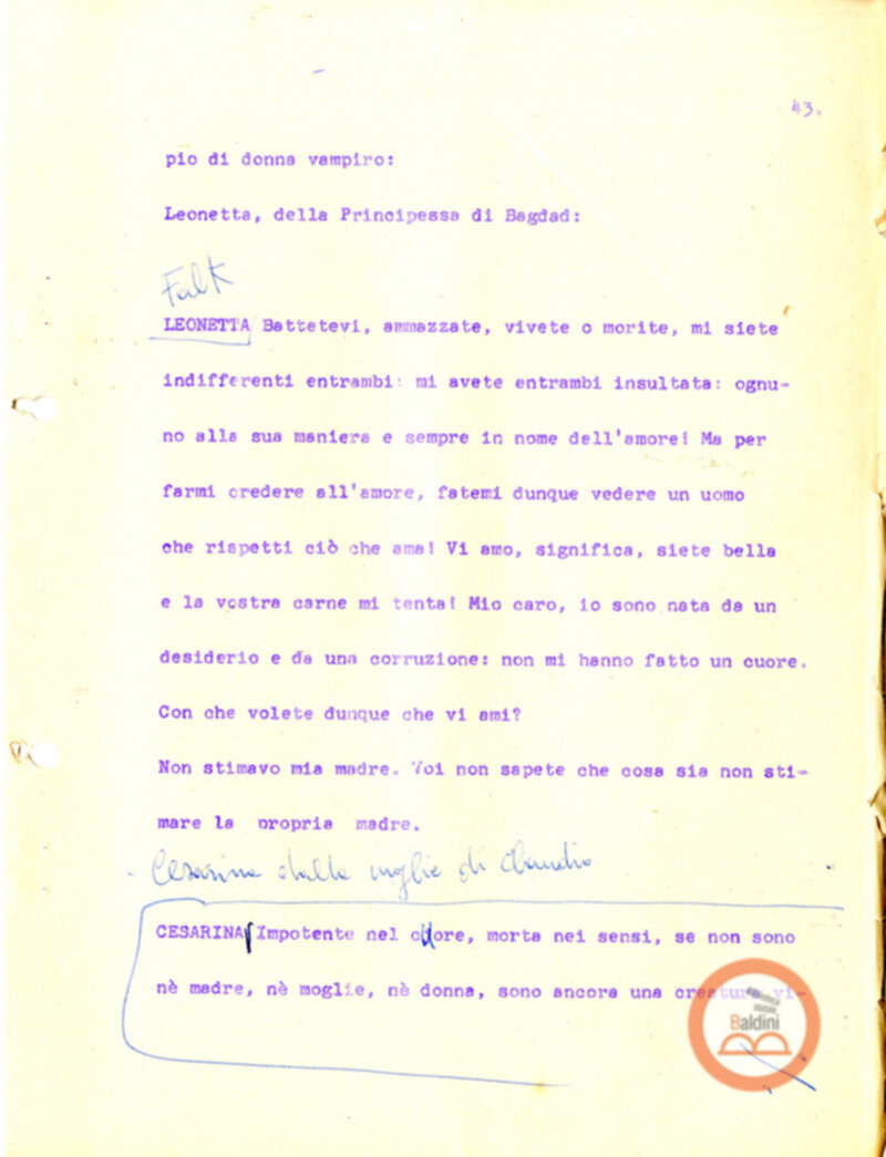 Eleonora Duse e il suo tempo - copione spettacolo