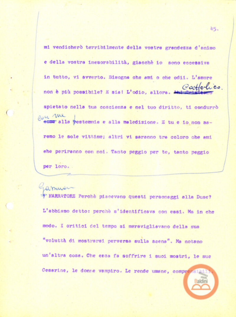 Eleonora Duse e il suo tempo - copione spettacolo