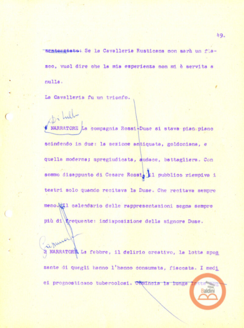 Eleonora Duse e il suo tempo - copione spettacolo