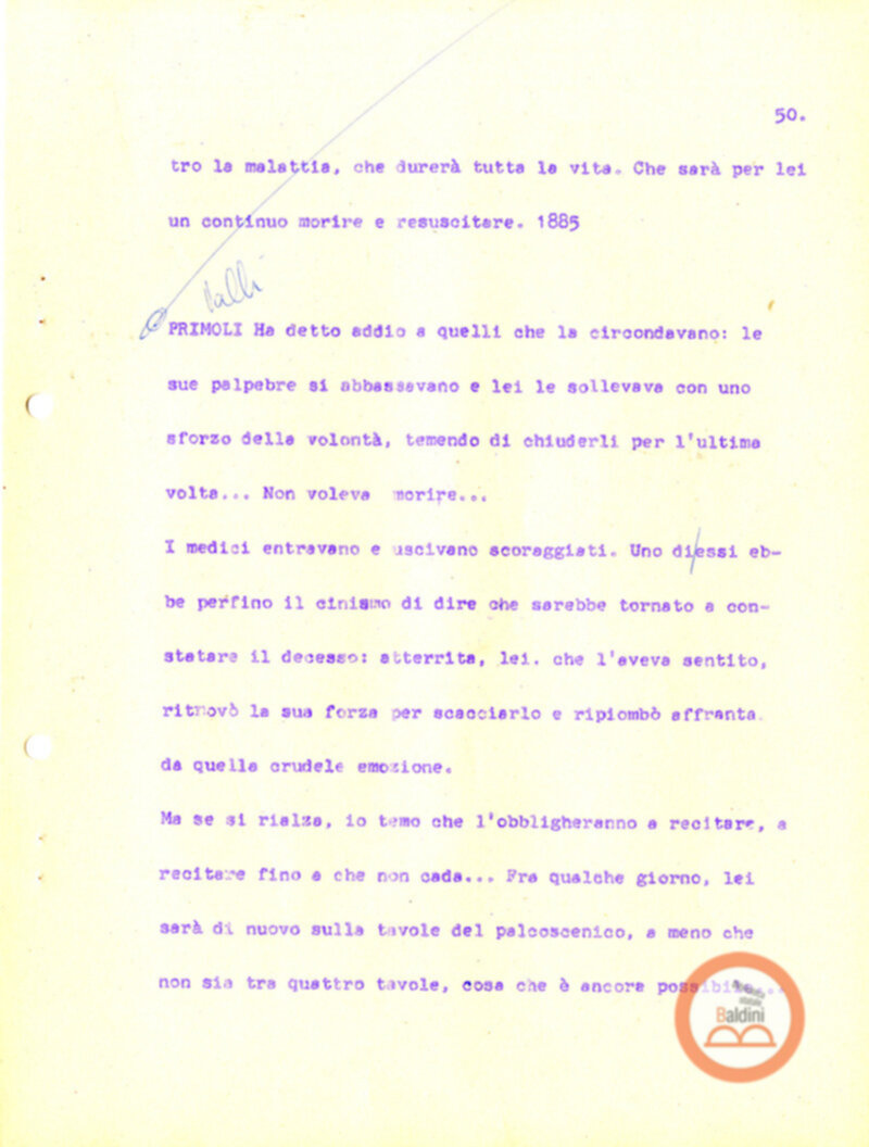 Eleonora Duse e il suo tempo - copione spettacolo