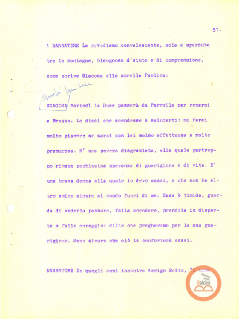 Eleonora Duse e il suo tempo - copione spettacolo