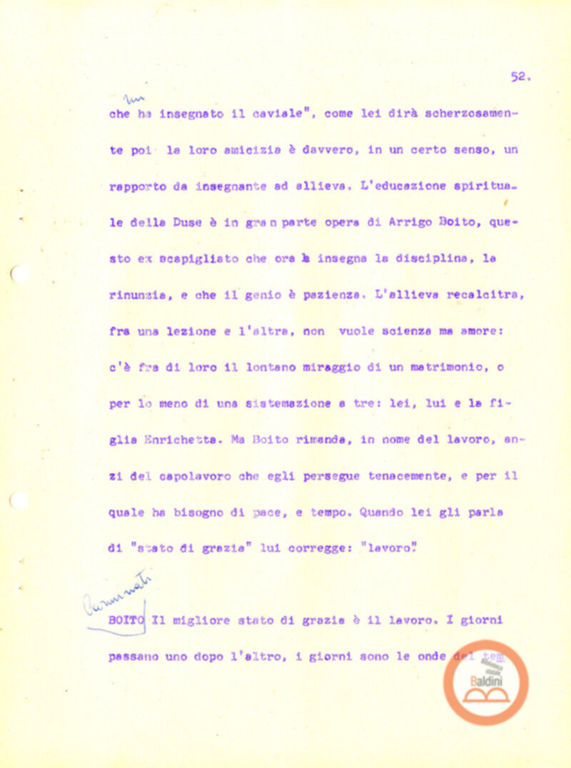 Eleonora Duse e il suo tempo - copione spettacolo