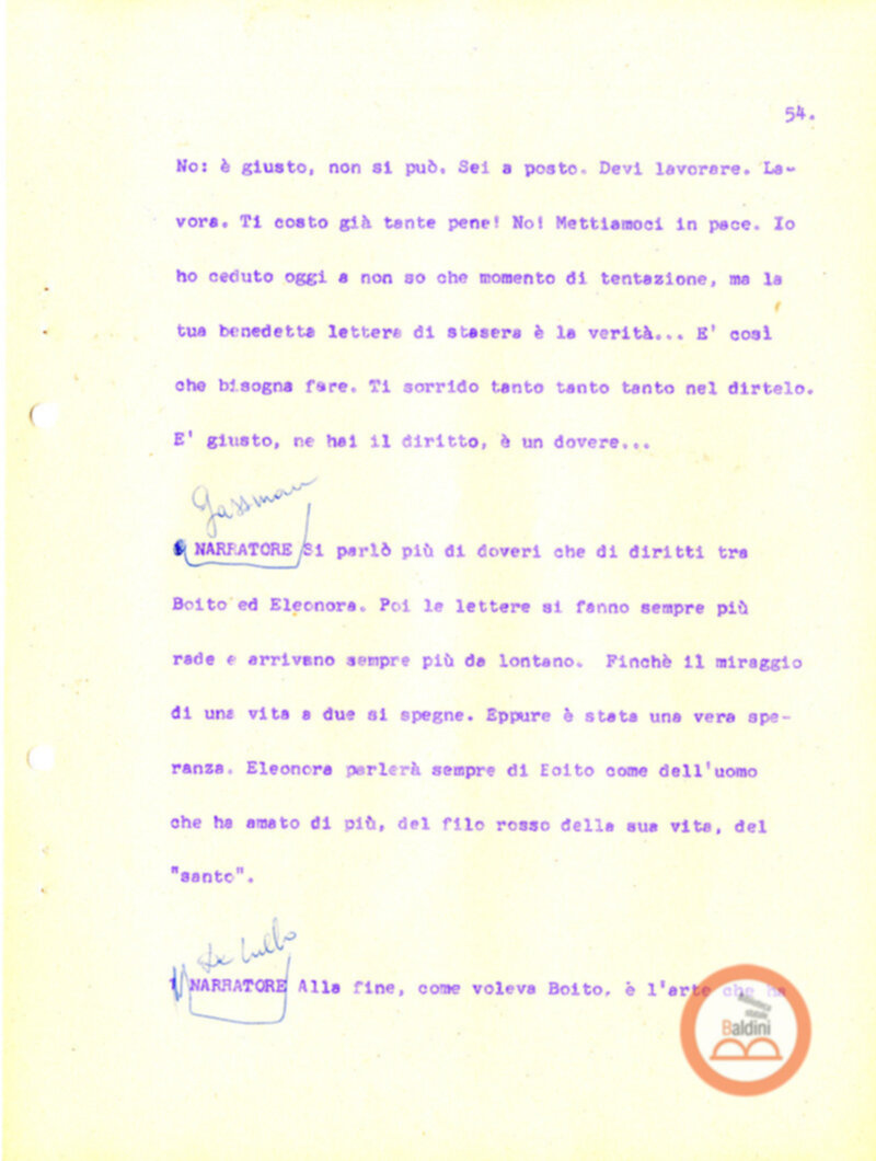 Eleonora Duse e il suo tempo - copione spettacolo