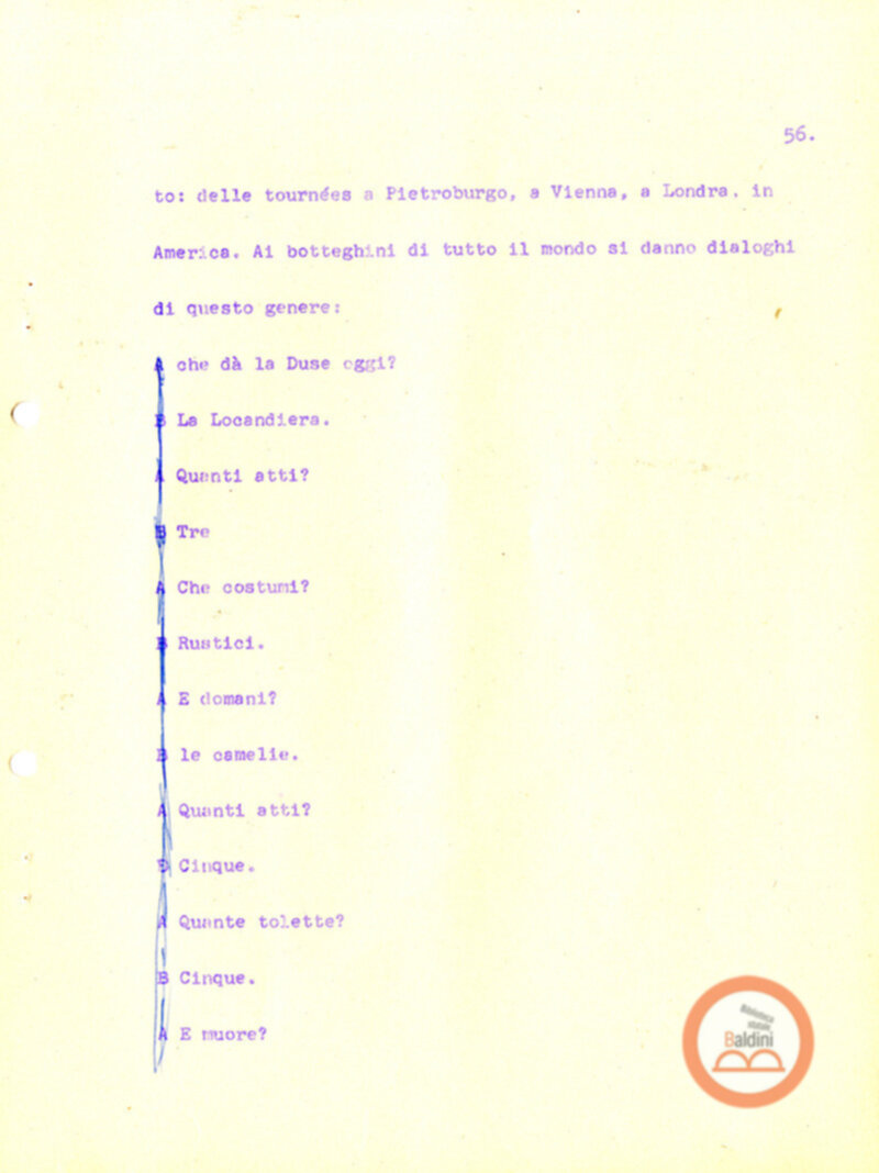 Eleonora Duse e il suo tempo - copione spettacolo