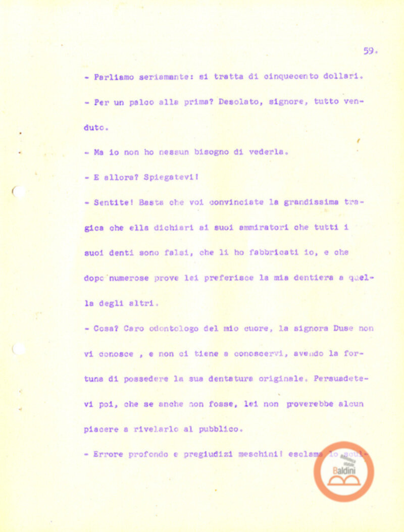 Eleonora Duse e il suo tempo - copione spettacolo