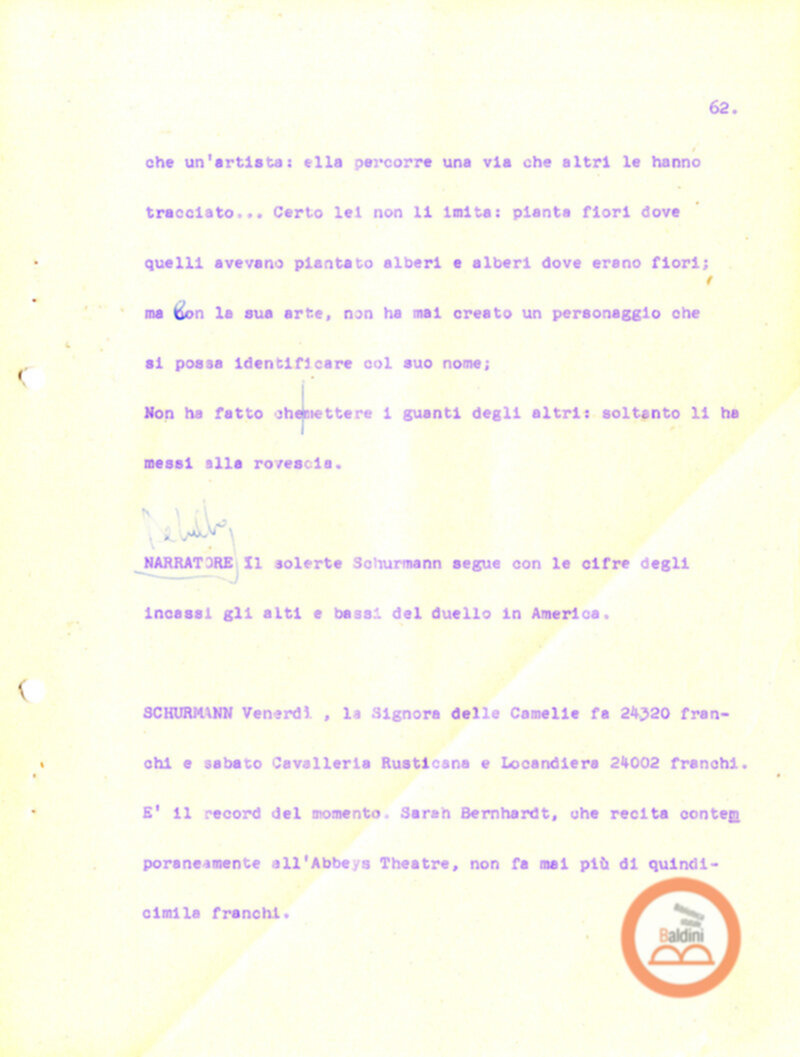 Eleonora Duse e il suo tempo - copione spettacolo