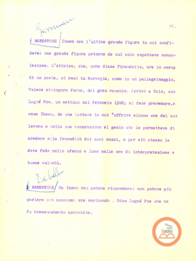 Eleonora Duse e il suo tempo - copione spettacolo